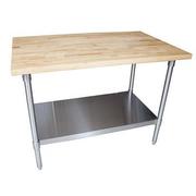 BK RESOURCES Hard Maple Flat Top Table W/Galvanized Undershelf Oil Finish 72"Lx30"W MFTG-7230